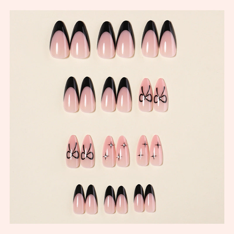 Elegant Press-On Nail Set with Artistic Bow Designs Acalora