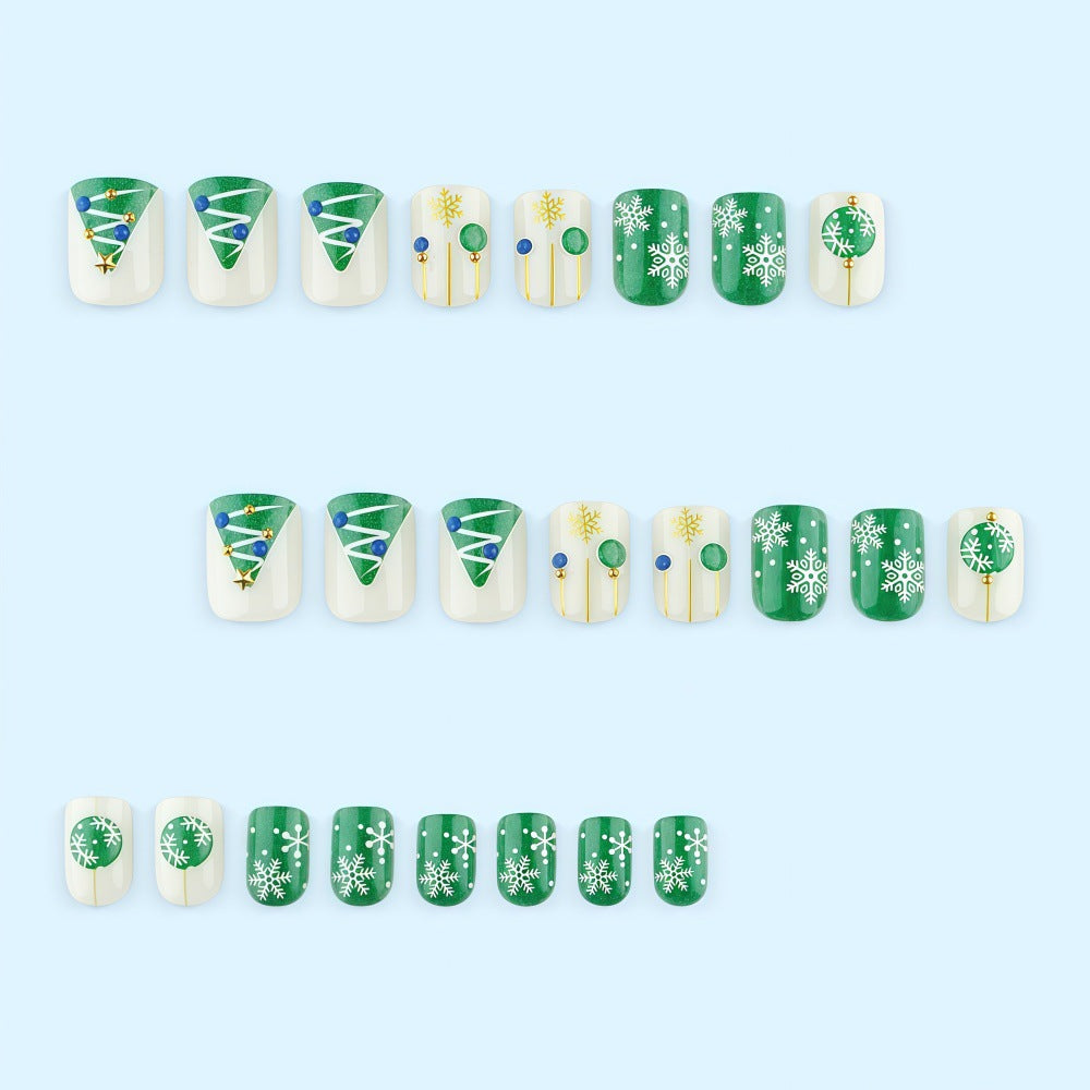 Artificial Nail Set with Festive Winter Design Acalora