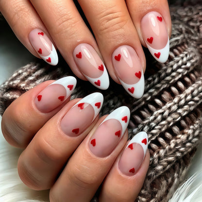 Artificial nails with romantic heart decorations Acalora