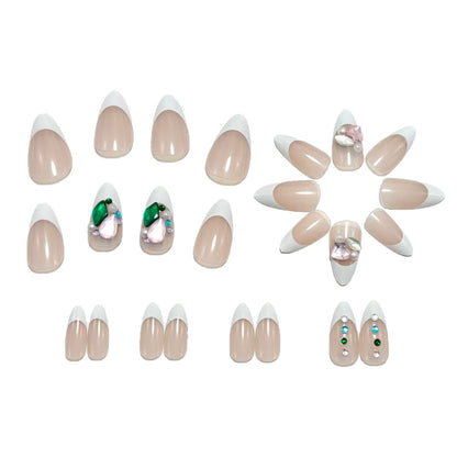 Artificial nails with glamorous rhinestone details Acalora