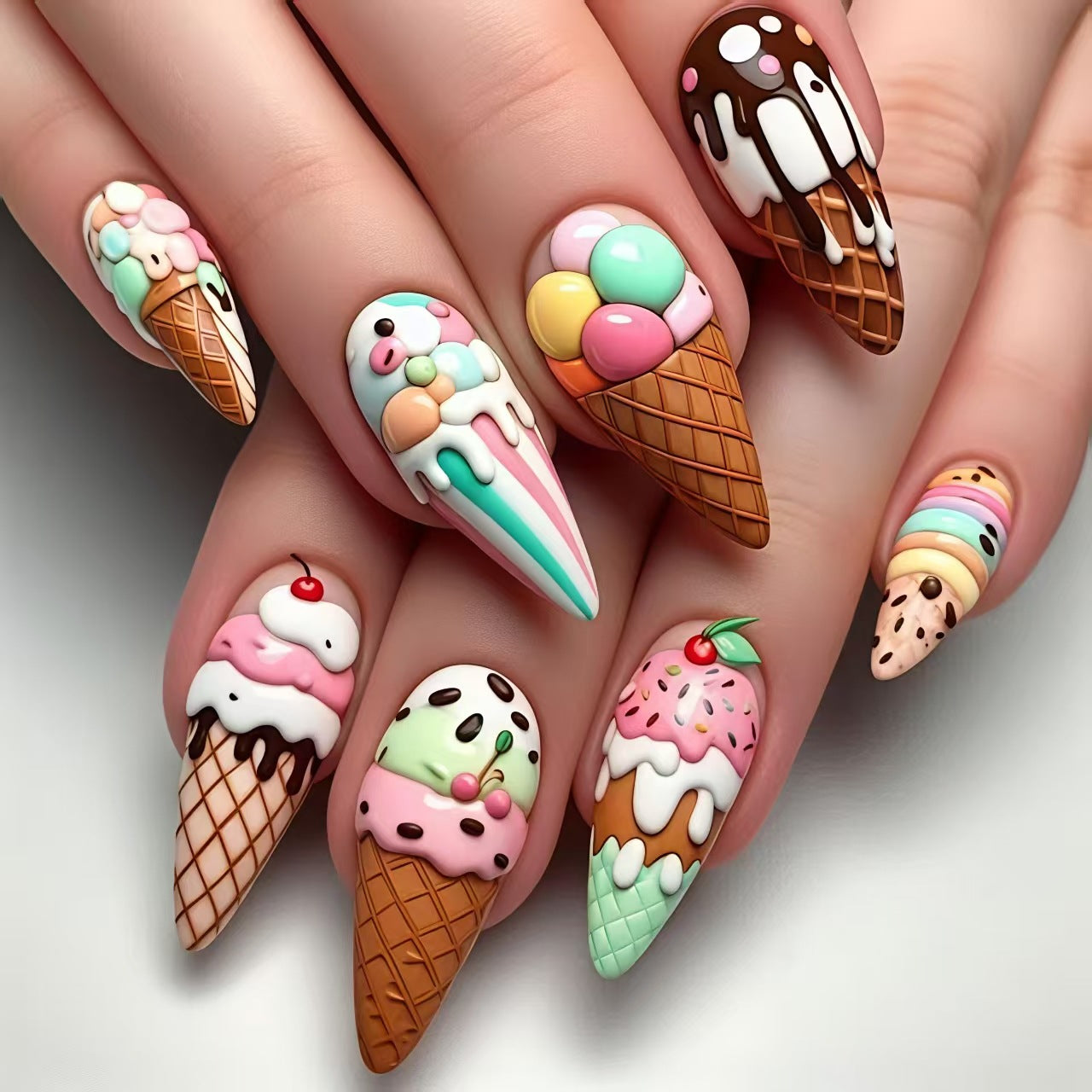 Artistic Ice Cream Cone Nail Art Acalora
