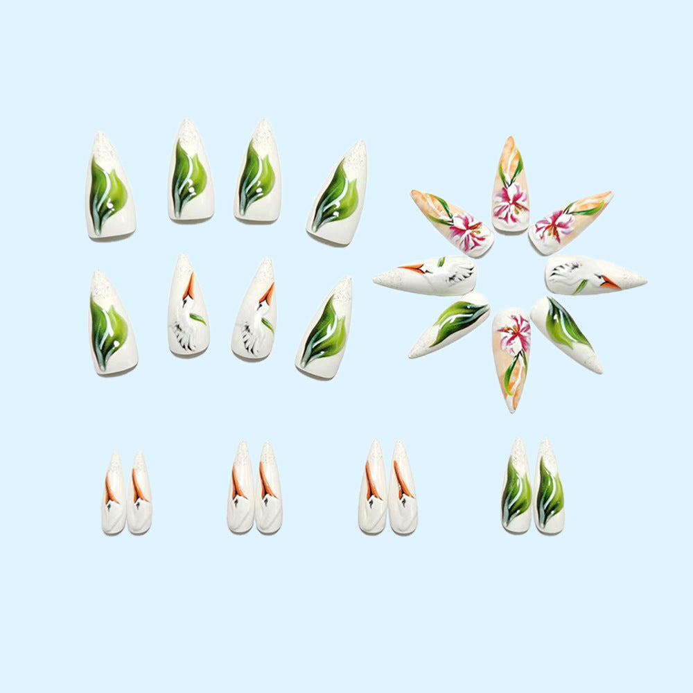 Artificial nails with floral and bird design Acalora