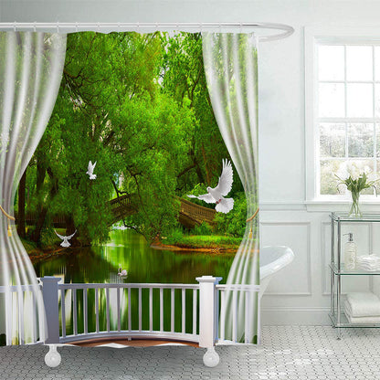 Scenic Garden Print Shower Curtain