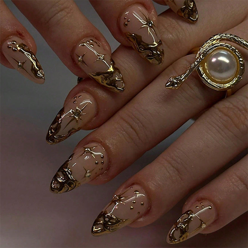 Premium Press-On Nail Set with Intricate Star and Decorative Designs Acalora