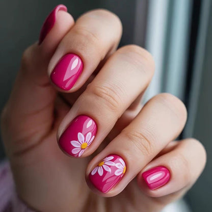 Fake nails with floral design and high-gloss finish Acalora