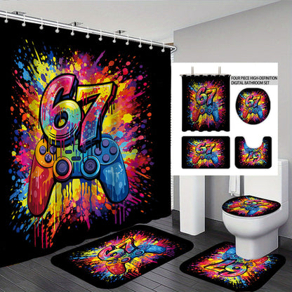 Digital Art-Themed Four-Piece Bathroom Set