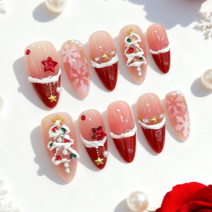 Festive artificial nails with Christmas design Acalora