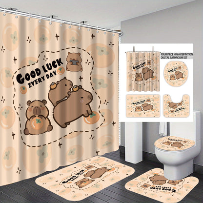 Cute Bear-Themed Four-Piece Bathroom Set