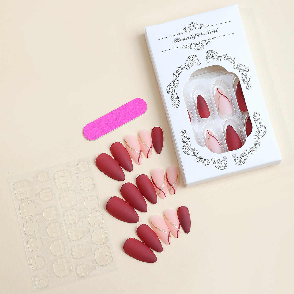 Press-On Nail Art Set with Elegant Design Acalora