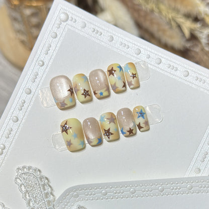 Press-On Nail Art Set with Star Accents Acalora