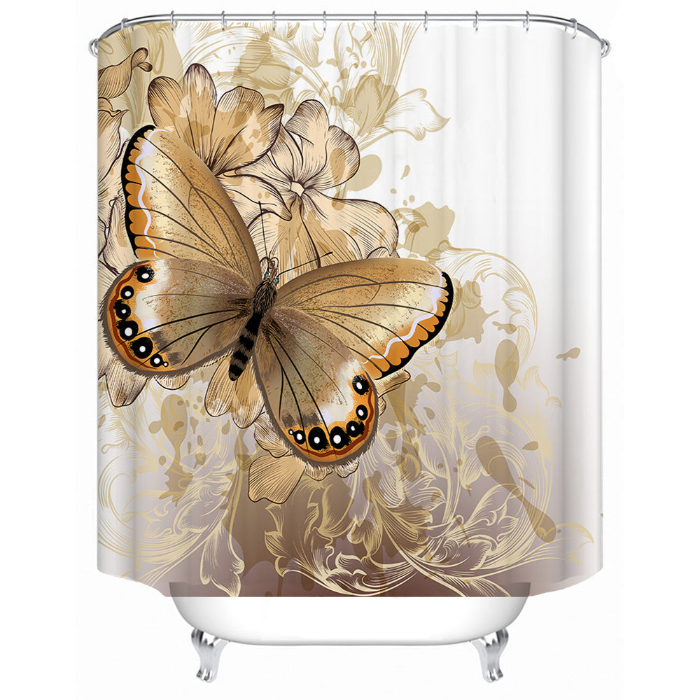 Butterfly-Inspired Floral Shower Curtain