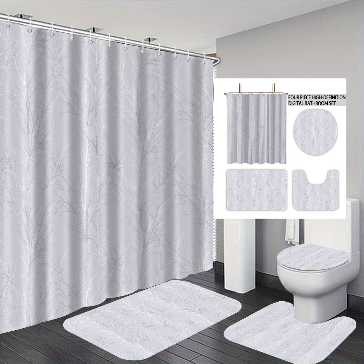 Digital Botanical Bathroom Décor Set