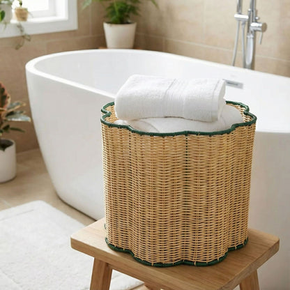 Decorative Scalloped Woven Storage Basket Acalora
