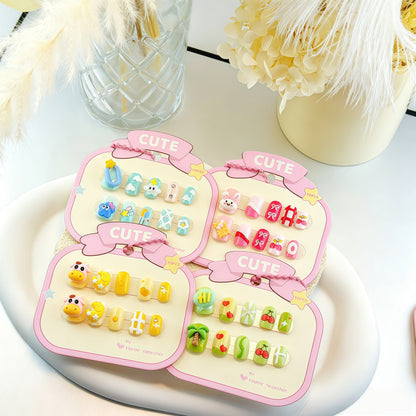Playful artificial nail set with colorful designs Acalora
