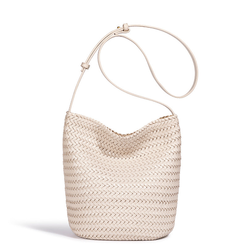 Handwoven Leather Bucket Bag Acalora