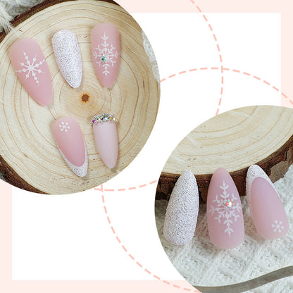 Elegant Press-On Nail Set with Winter Snowflake Designs Acalora