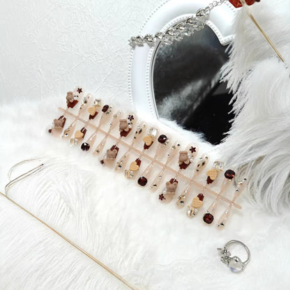Artificial nails with charming animal and glitter design Acalora