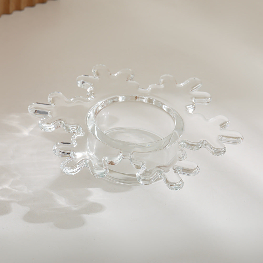 Snowflake-Shaped Glass Tealight Candle Holder Acalora