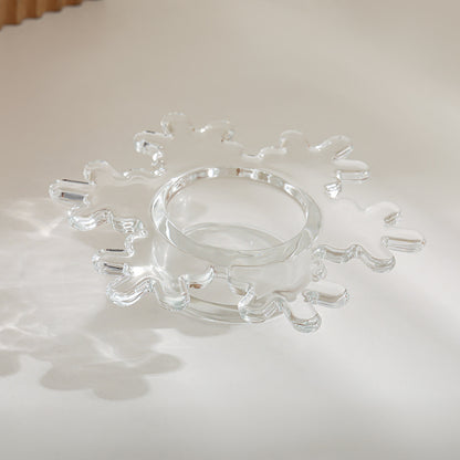 Snowflake-Shaped Glass Tealight Candle Holder Acalora