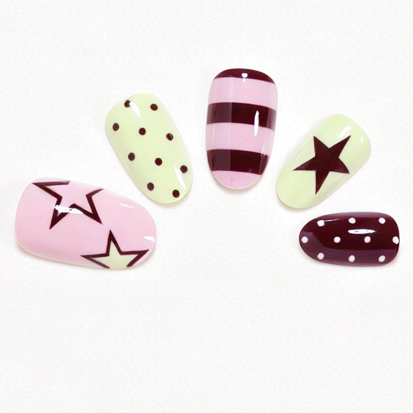 Artistic Star Pattern Press-On Nail Set Acalora