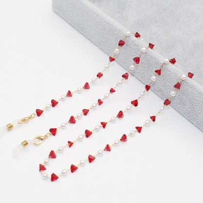 Stylish Pearl and Crystal Eyewear Chain Acalora
