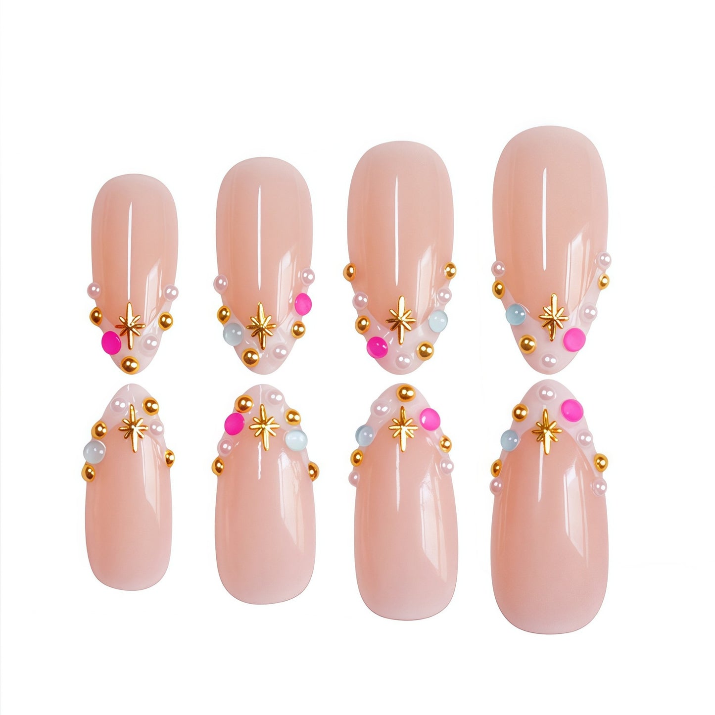 Elegant Gem-Embellished Press-On Nails Acalora