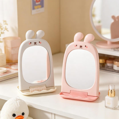 Whimsical Rabbit-Themed Handheld Mirror
