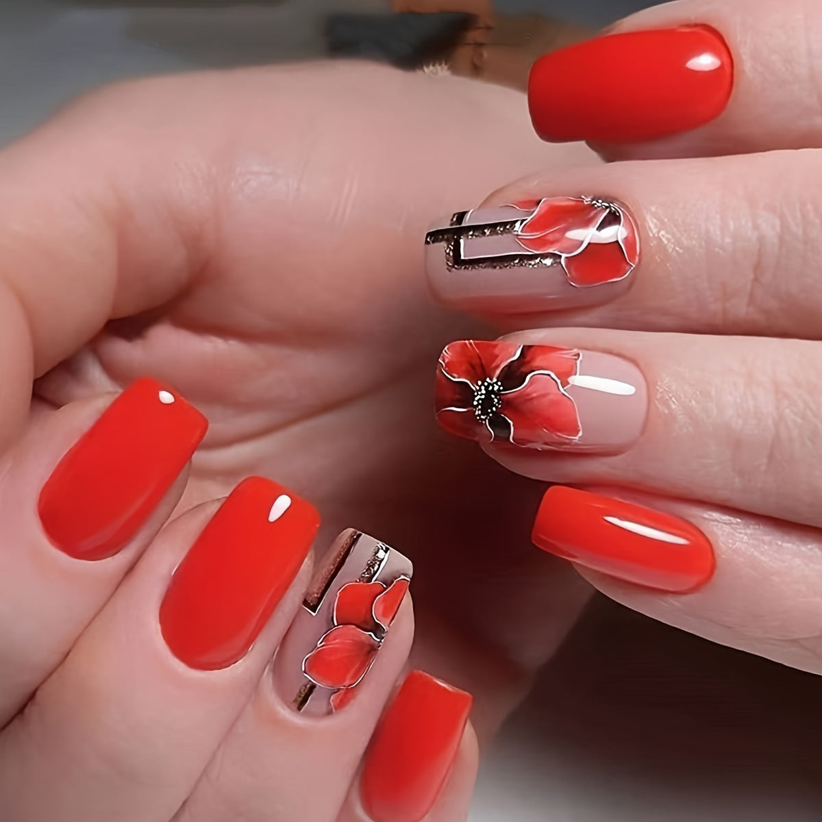 Floral Acrylic Nail Art Acalora
