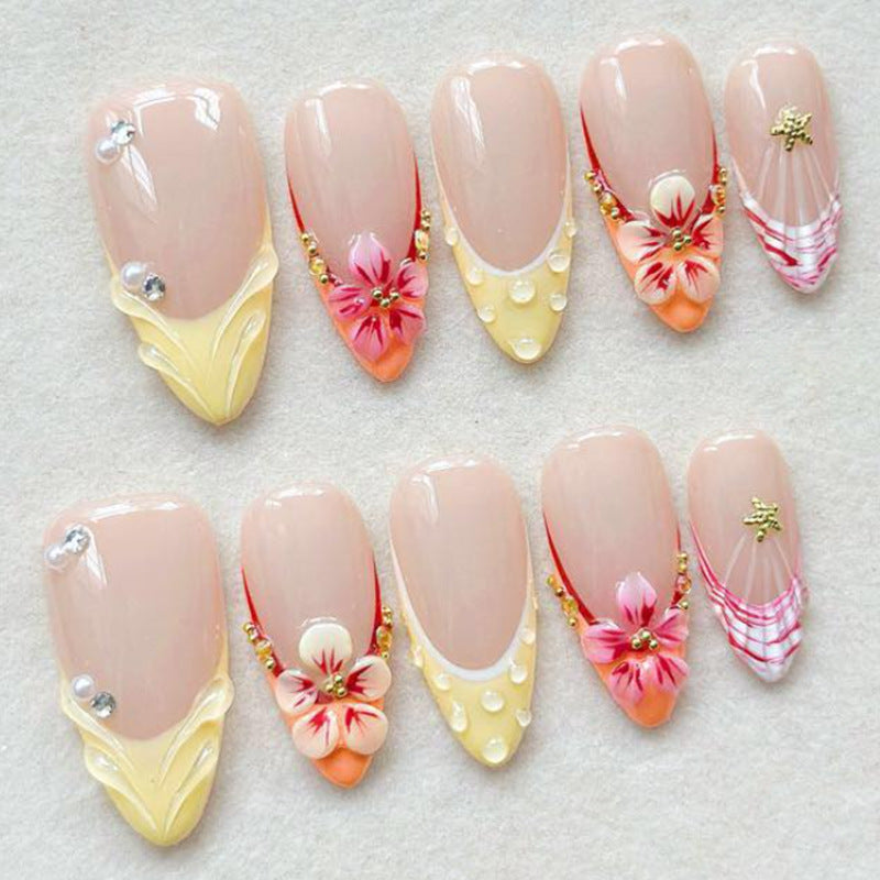 Stunning Floral Design Press-On Nail Set Acalora