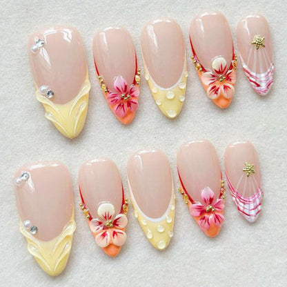 Stunning Floral Design Press-On Nail Set Acalora