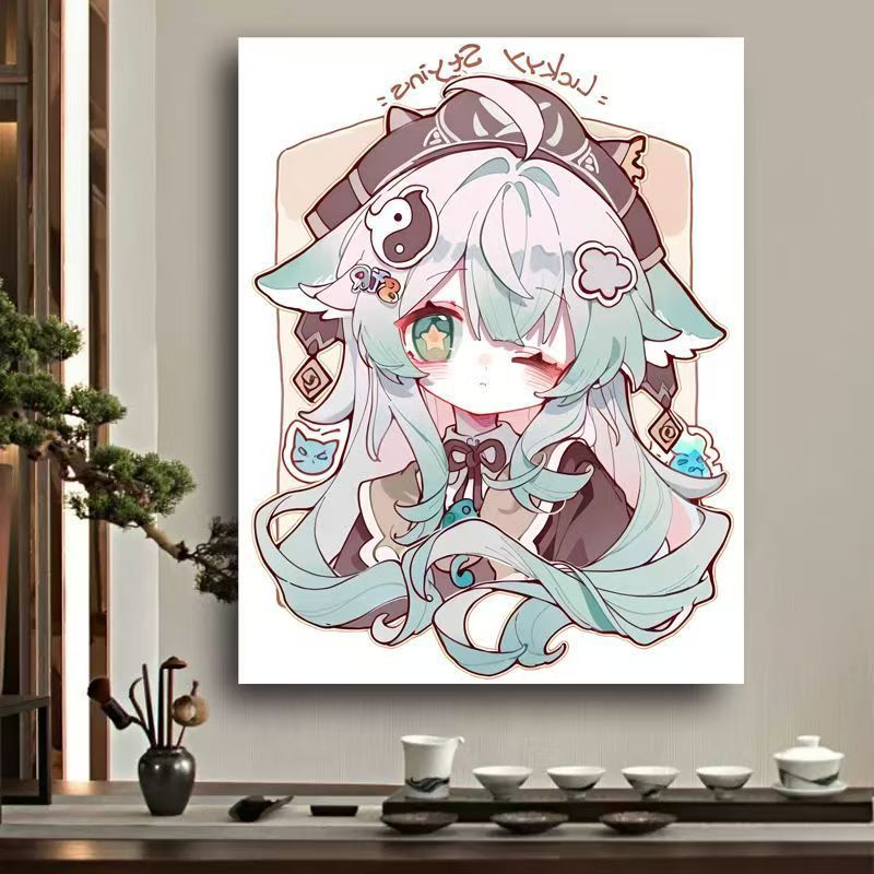 Whimsical Anime Character Canvas Art
