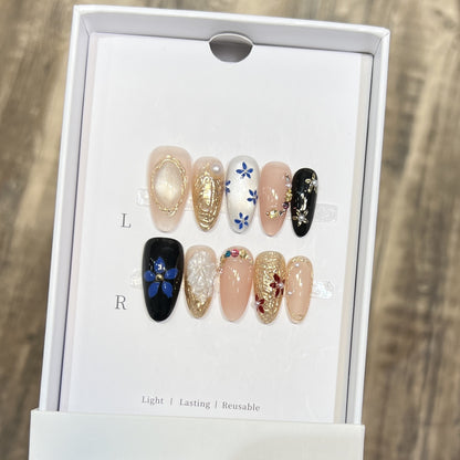 Decorative Floral Stiletto Press-On Nail Set Acalora