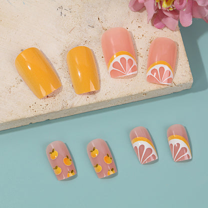 Artificial Nail Set with Fruity Lemon Design Acalora