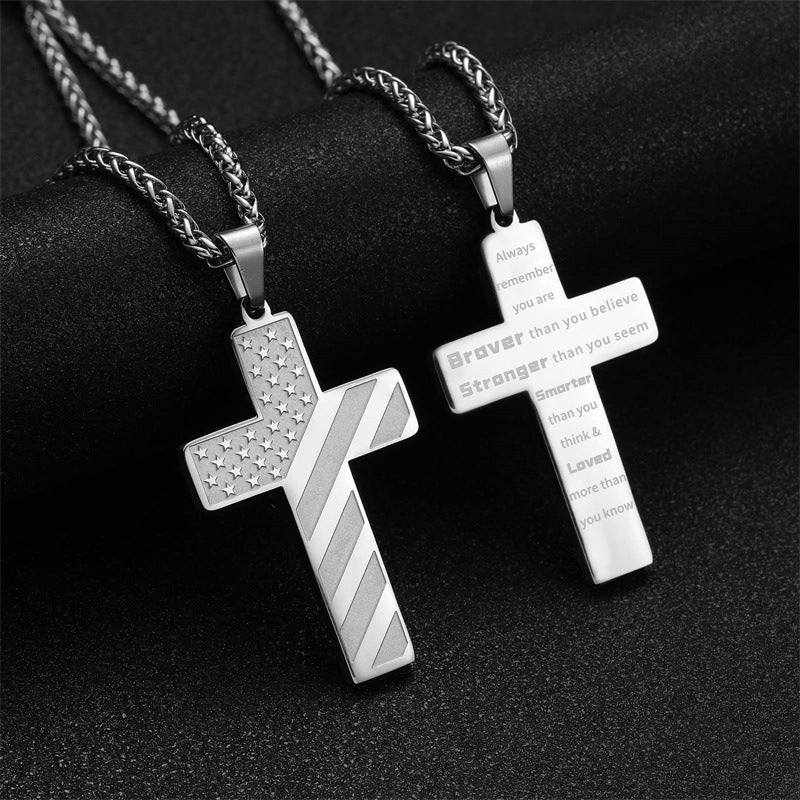 BowLift | IronPride Cross American Flag Cross Necklace
