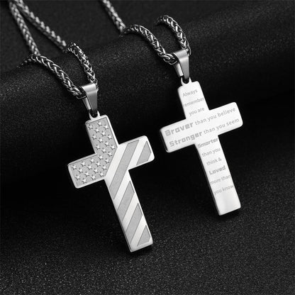 BowLift | IronPride Cross American Flag Cross Necklace
