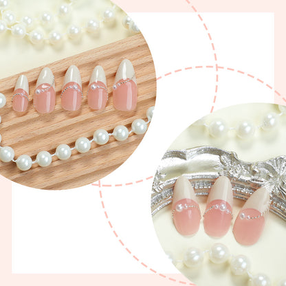 Elegant Ombre Press-On Nail Set with Pearl Accents Acalora