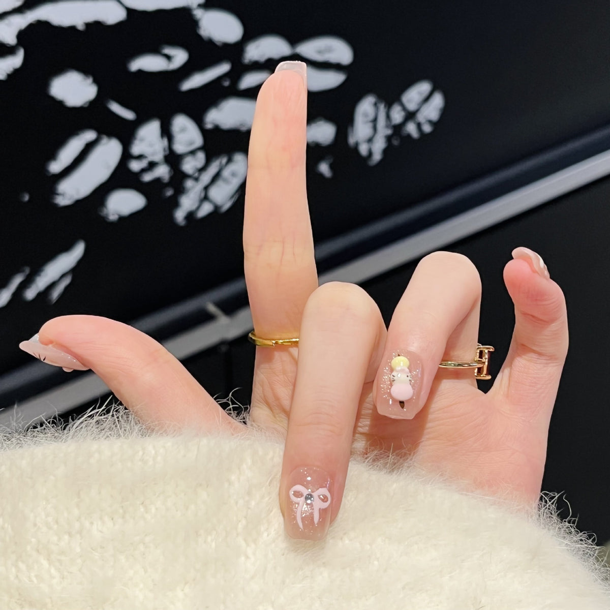 Whimsical Cartoon Character Press-On Nail Art Set Acalora