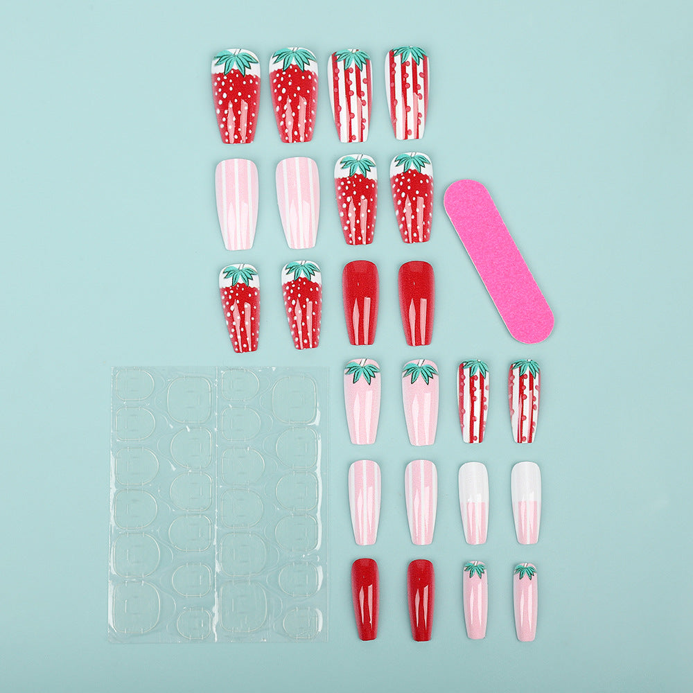 Artificial nails in romantic strawberry design Acalora