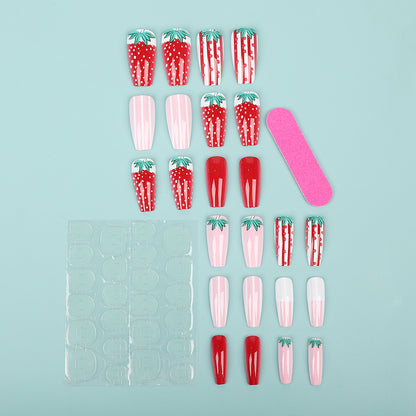Artificial nails in romantic strawberry design Acalora