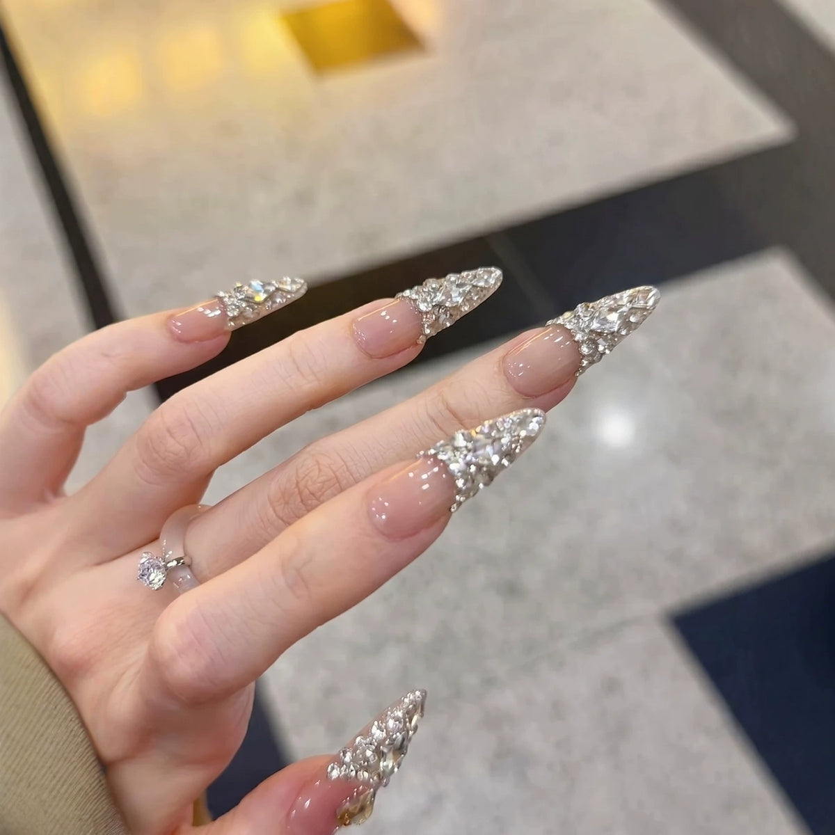 Rhinestone Stiletto Press-On Nail Set Acalora