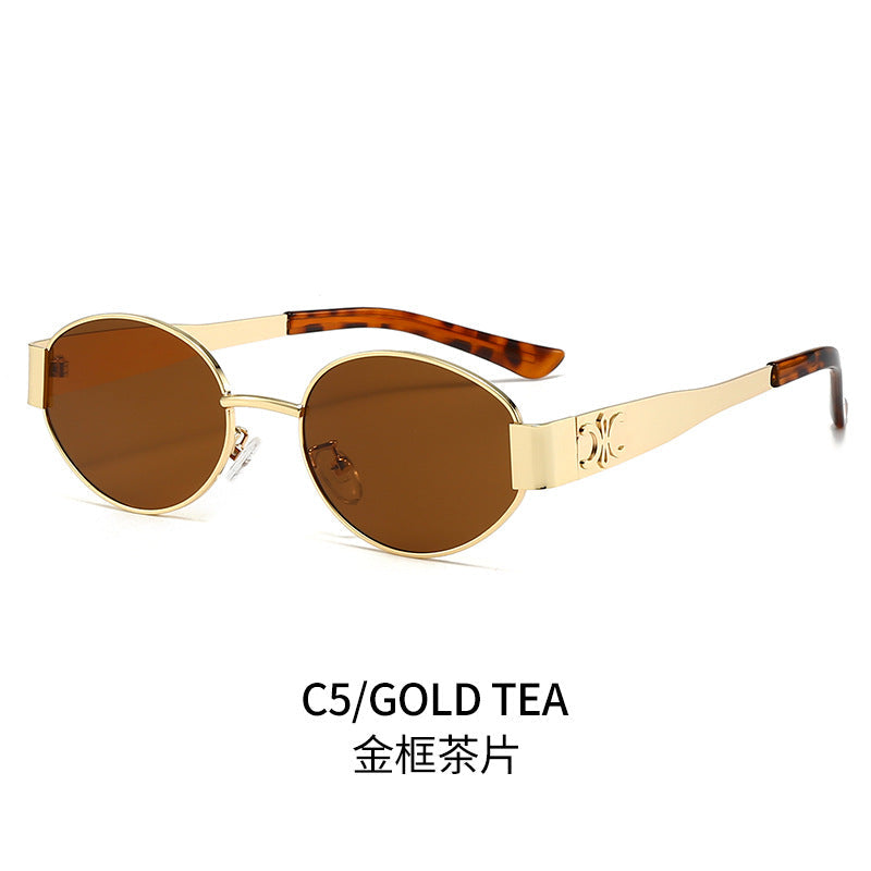 Women's designer sunglasses with elegant oval frame and unique accents Bowlift