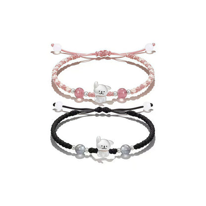 Playful Dog Charm Beaded Bracelet Acalora