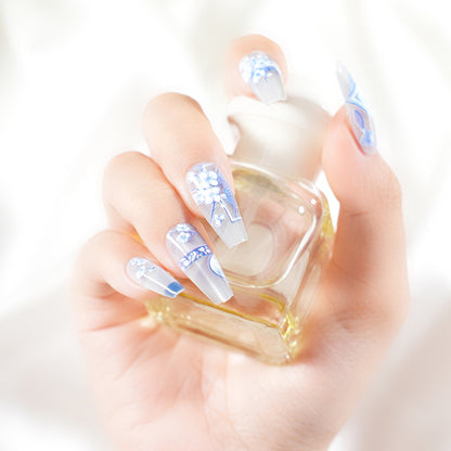 Artistic Floral Long Press-On Nail Set Acalora