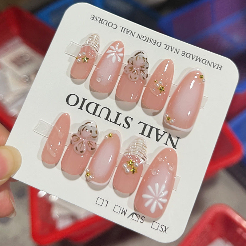Handcrafted Floral Pattern Press-On Nails Acalora