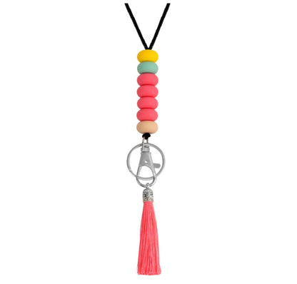 Colorful Beaded Keychain Lanyard with Tassel Acalora