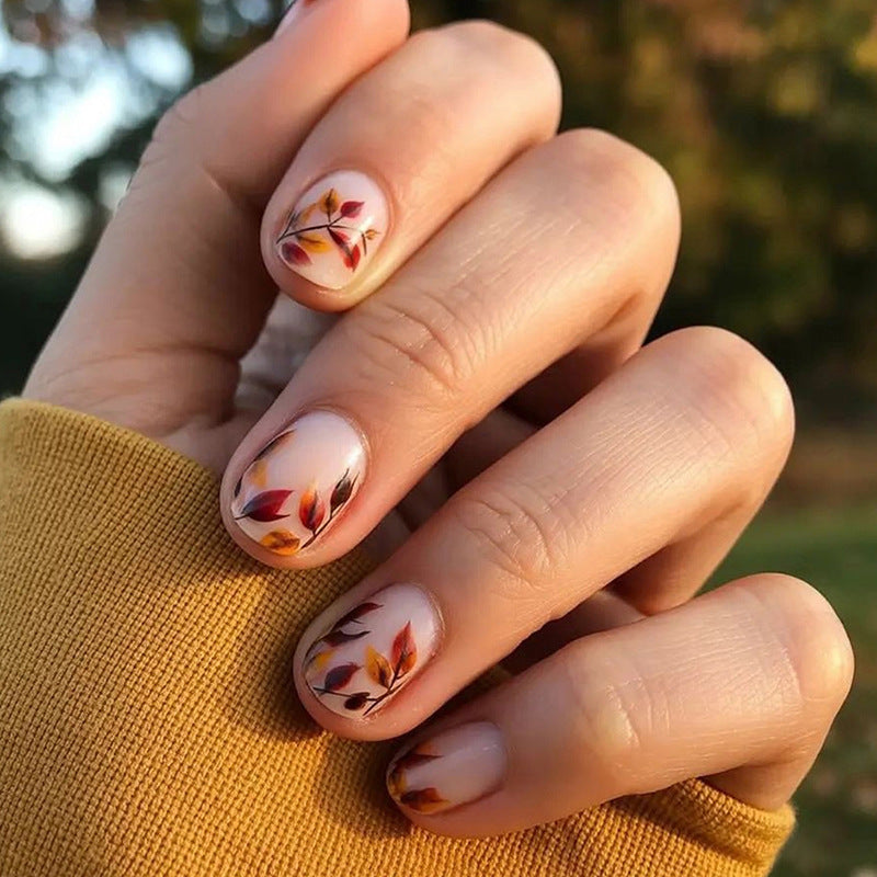 Artistic Autumn Leaf Press-On Nail Set Acalora