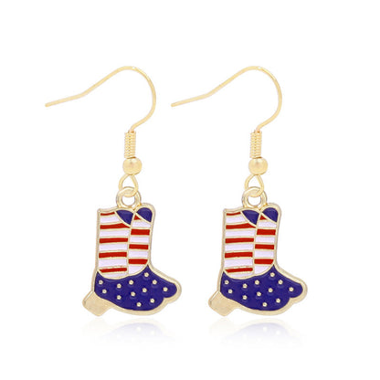 Women's lightweight star earrings with enamel flag design and fishhook Kalsten