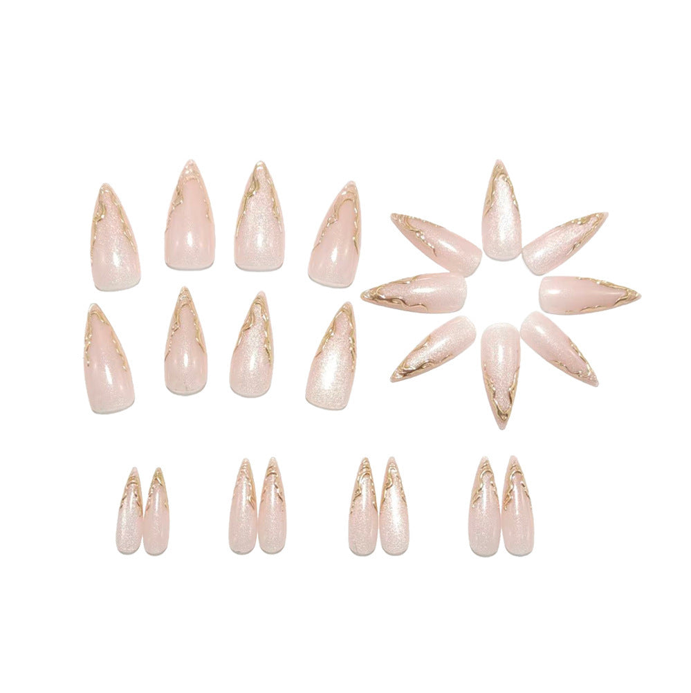 Artificial nails in an elegant style with gold accents Acalora
