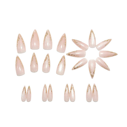 Artificial nails in an elegant style with gold accents Acalora