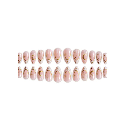 Artistic Stiletto Press-On Nail Design with Gold Accents Acalora
